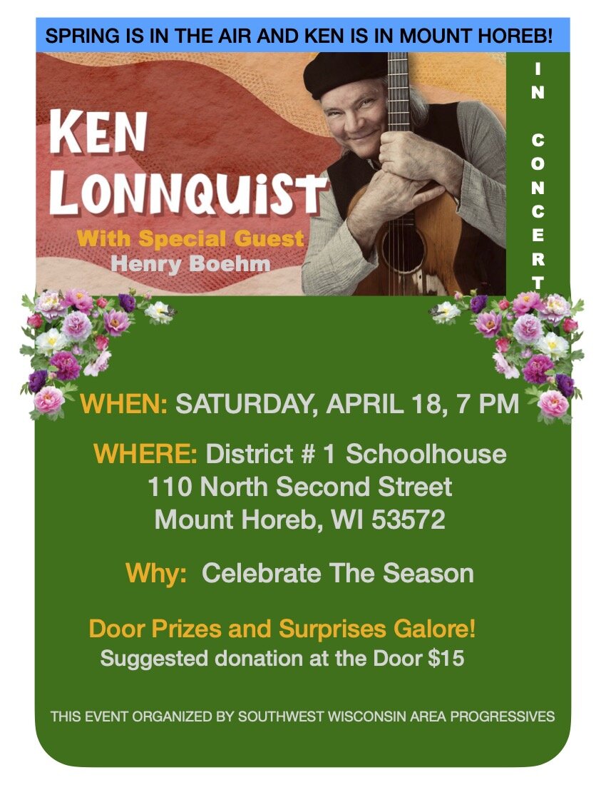 Ken Lonnquist In Concert at the Mount Horeb's Historic District #1 Schoolhouse
